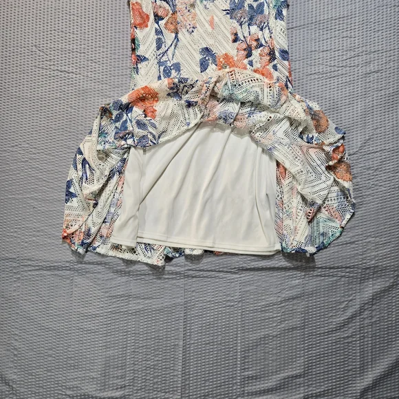 R&K Orange and Blue Sleeveless A-Line Mini Dress - Picture 3 of 9